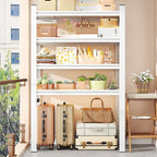 White Simplistic Wire Shelf with Alterable Shelf, Standing for Pantry
