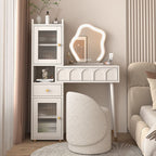 Modish Standard/Small Vanity Set with Laminate Table Top, White Chair, 2 Drawers/1 Drawer, and Light Up Mirror