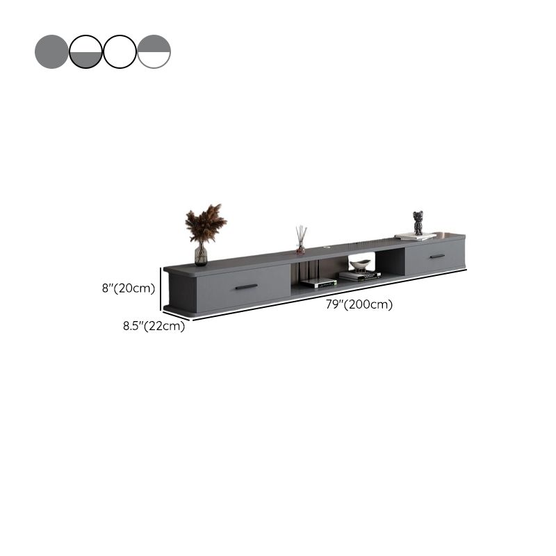 Modern Wooden TV Stand with Shelf, 2 Cabinets, Cable Management, and Visible Storage