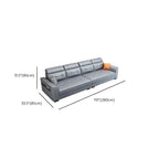 Modish Solid Color Stain Resistant Standard Sofa in Light Gray, Seats 5/4/3 with Receptacle and 2 Pillows