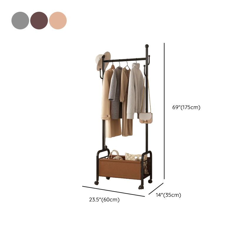 Modern Simple Style Hall Rack with Receptacle Storage, 1 Shelf, Iron Frame, and Alloy Hook