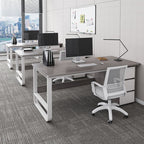 Modern Rectangular Laminate Desk with Gray/Auburn/Unfinished Color and Drawers, Perfect Office Computer Desk with Cable Management