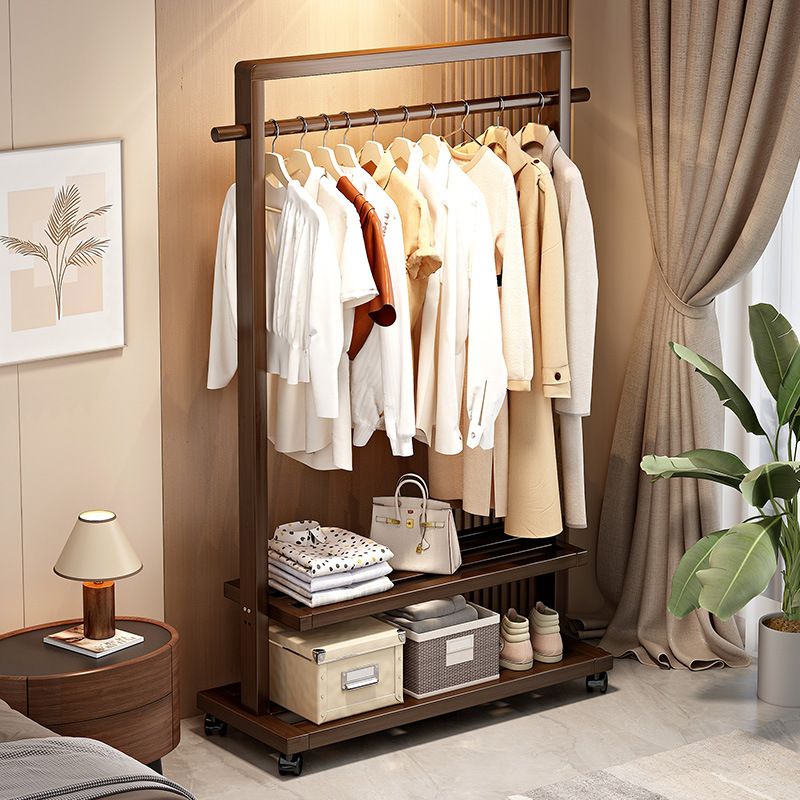 Black/White/Natural Hall Rack with Receptacle, 2 Shelves and 2 Hooks/5 Hooks in a Modern Simple Style