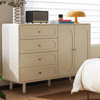 Chalk Casual Raw Wood Combo Dresser with 4/5 Drawers, Hutch, 3 Interior Shelves, Horizontal/Vertical