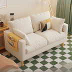Linen Blend Loveseat in Dove Grey/Olive Green/Cream with Armrest