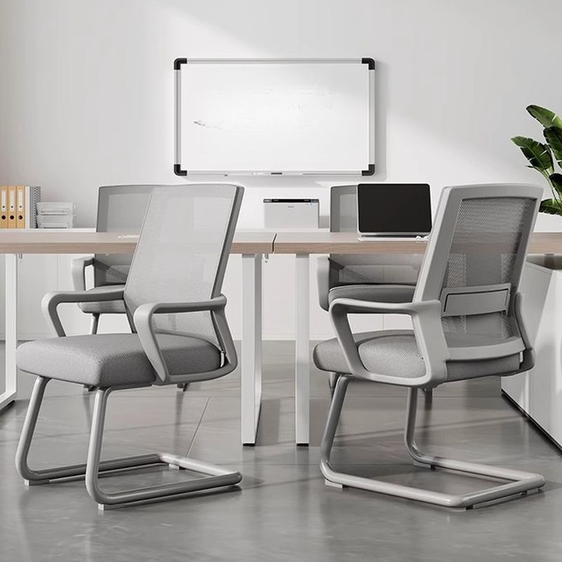 Office Task Chair in Simple Style with Arms, Armrest, Upholstered Steel Frame and Lumbar Support