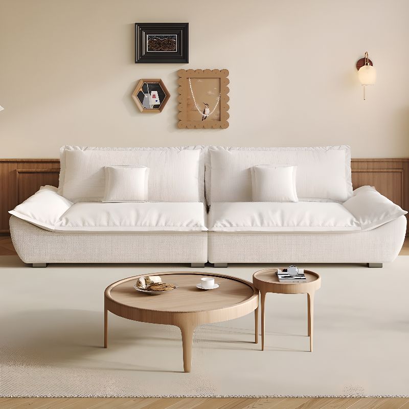 Modish Solid Color Stain Resistant Standard Sofa/Loveseat for 3-seater/4-seater/5 Person with 2 Pillows