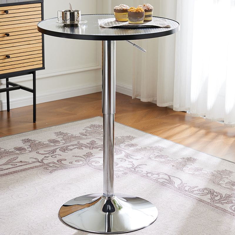 Height-adjustable Circular Pub Table in Ink/Metallic/Butter Color
