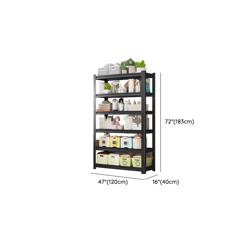 Midnight Black Trendy Storage Shelf with Steel Frame, Unattached Installation