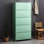 Trendy Green Bambusa Flooring Oven Cabinet with 4 Cabinets, 4 Shelves, and 4 Doors