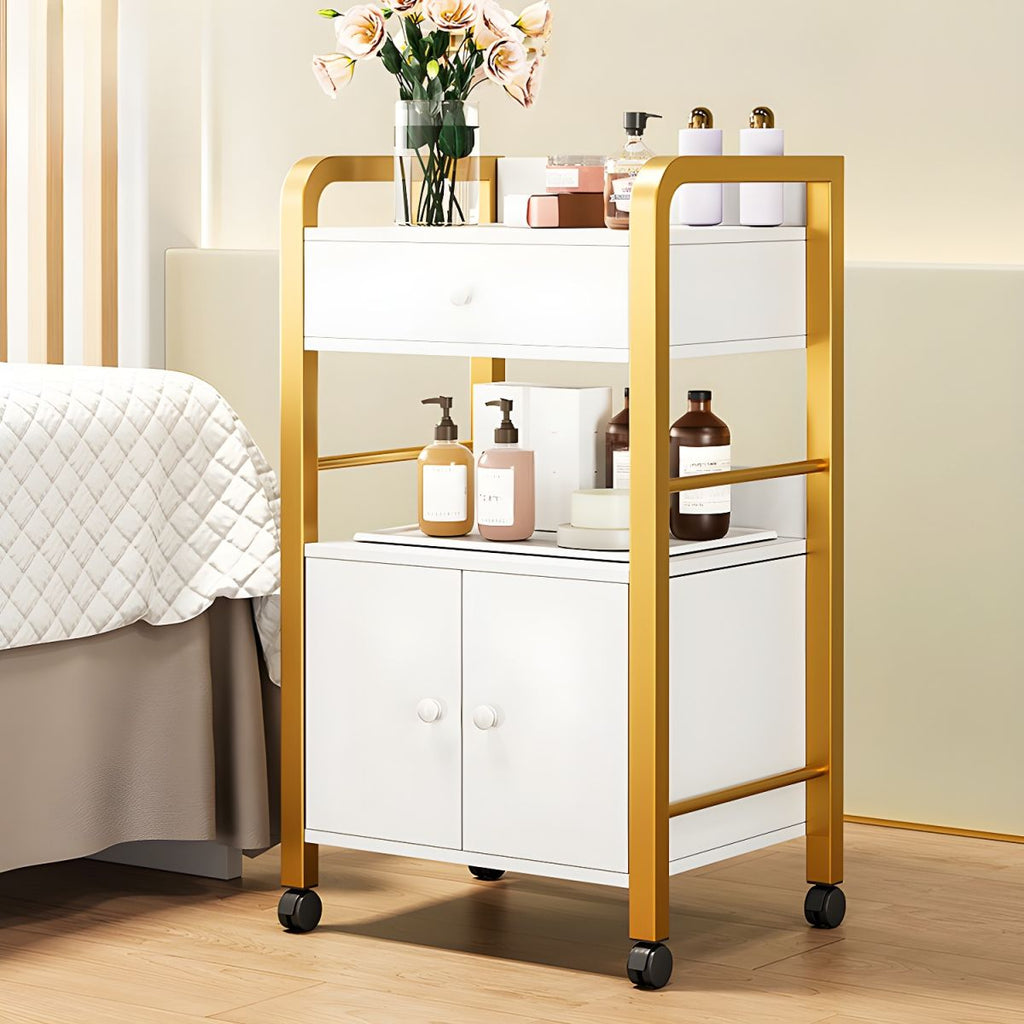 Side Protection Metal Bracket Utility Carts with Storage Space and Casters