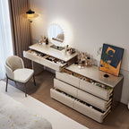 Modish Large Makeup Vanity with Natural Wood Table Top and 8/5 Drawers