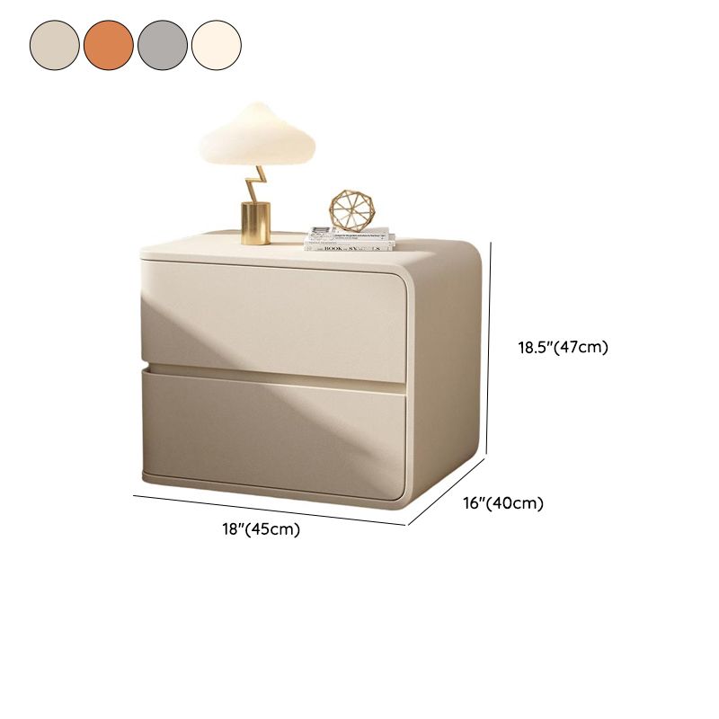 Simplistic Drawer Storage Nightstand with 2 Drawers, Pleather Countertop, and Leg