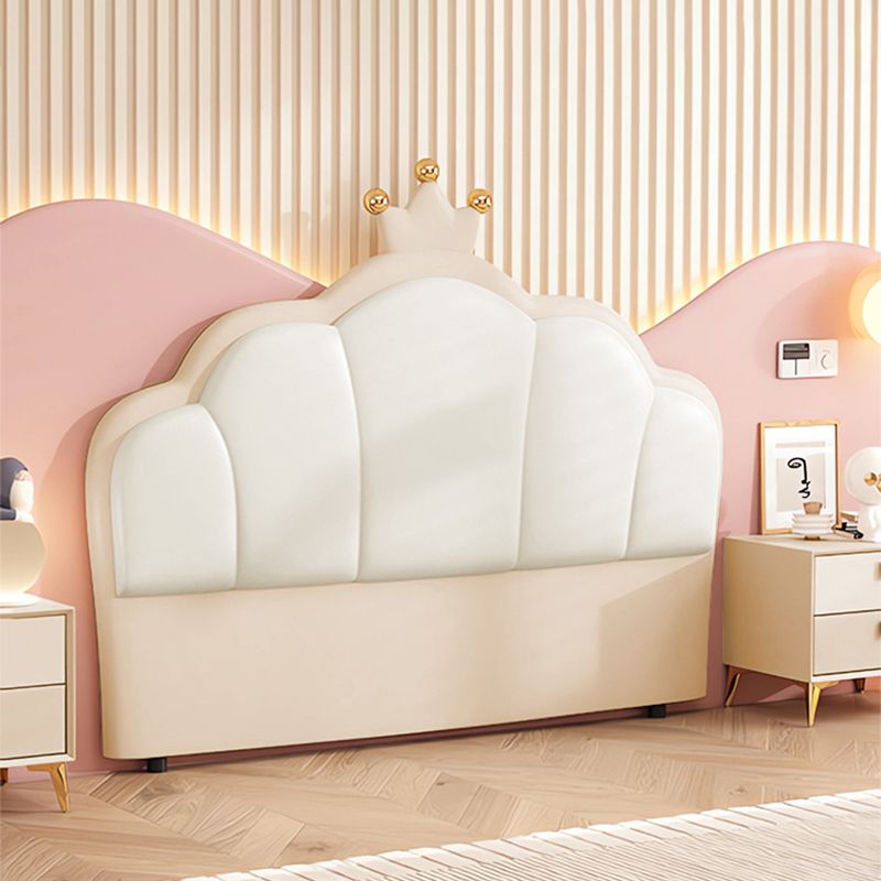 Trendy Panel Headboard in Natural Wood with No Distressing, Portman Shape for King/Queen/Full Bed, Featuring Sponge Upholstery and Standard Height