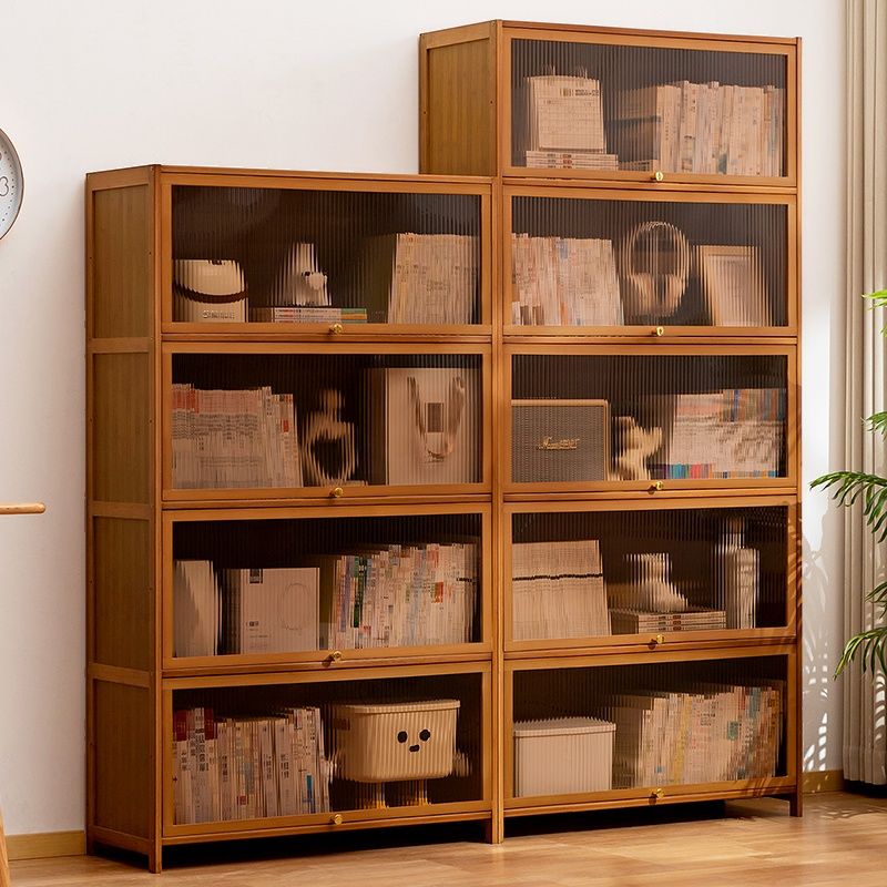 Caramel Rectangular Organizing Shelf with 5-Shelf, Vertical/Lateral Filing, Polymer Door, Closed Back