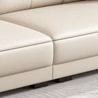 Contemporary Modern Solid Color Stain Resistant Standard Sofa in Light Gray/Light Brown/Tan, Seats 3 with 3 Pillows