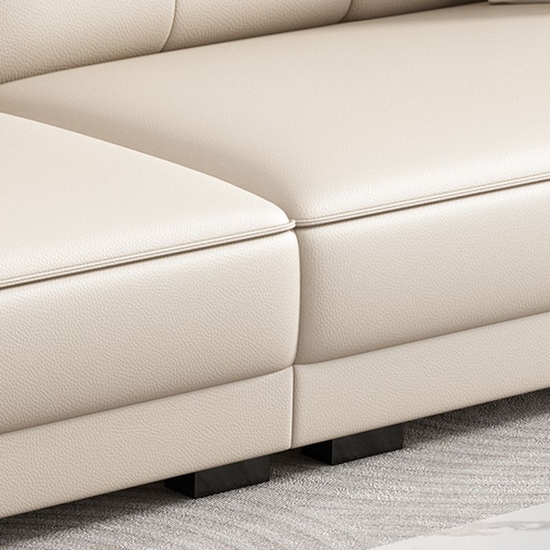 Contemporary Modern Solid Color Stain Resistant Standard Sofa in Light Gray/Light Brown/Tan, Seats 3 with 3 Pillows