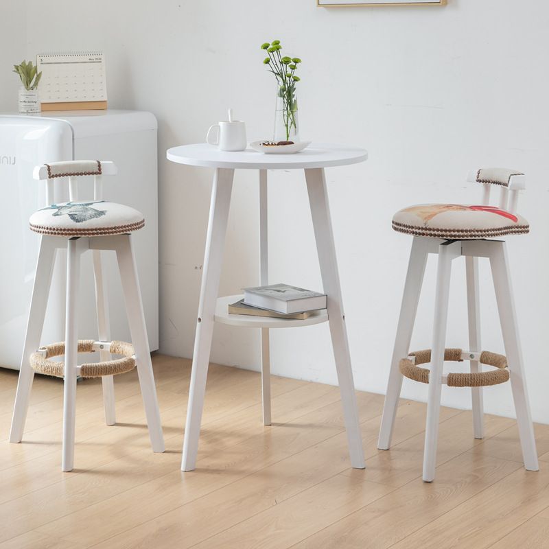 Modern Circular Composite Wood Pub Table with 3 Legs and Container in White/Wood Grain