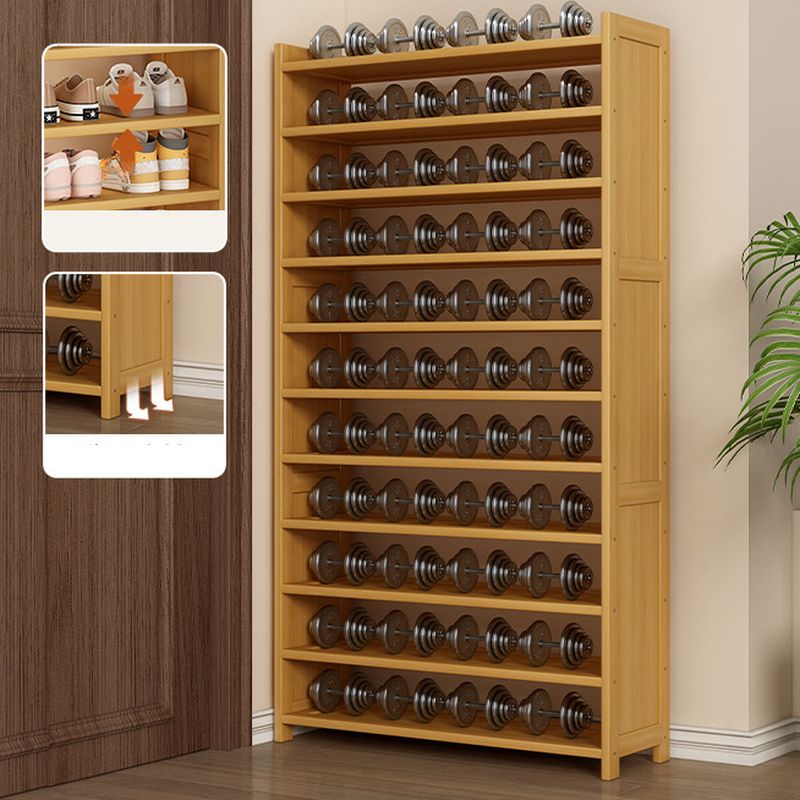 Art Deco Bambusa Rectangle Shoe Rack with 8/11/10 Shelves, Floor Mounted for 21-30 Pairs in Drawing Room