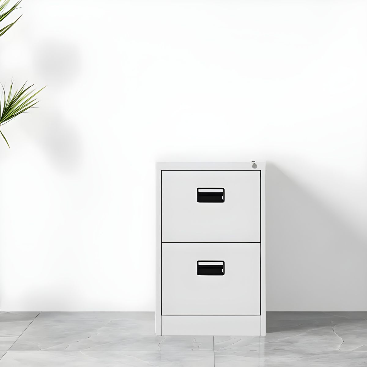 Modern Steel Vertical Filing Cabinet with Lock, Drawers & Self-Close Glides