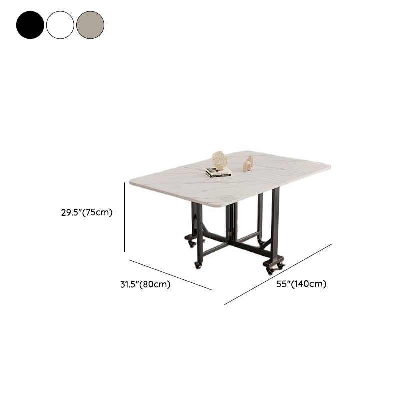 Minimalist Rectangular Folding Banquet Table with Casters and Corrosion Resistant Faux Wood Top