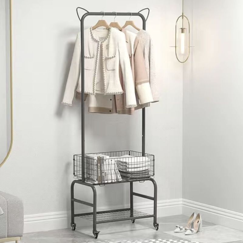 Modern Simple Style/Glam Hall Rack with Receptacle, 1 Shelf, Alloy Frame, 1 Basket, and Alloy Hook