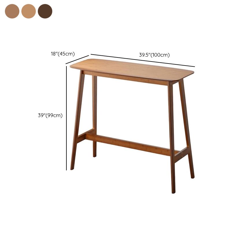 Cosmopolitan Trestle Cocoa/Wood Color Rectangle Pub Table with Grain Wood Foot Support