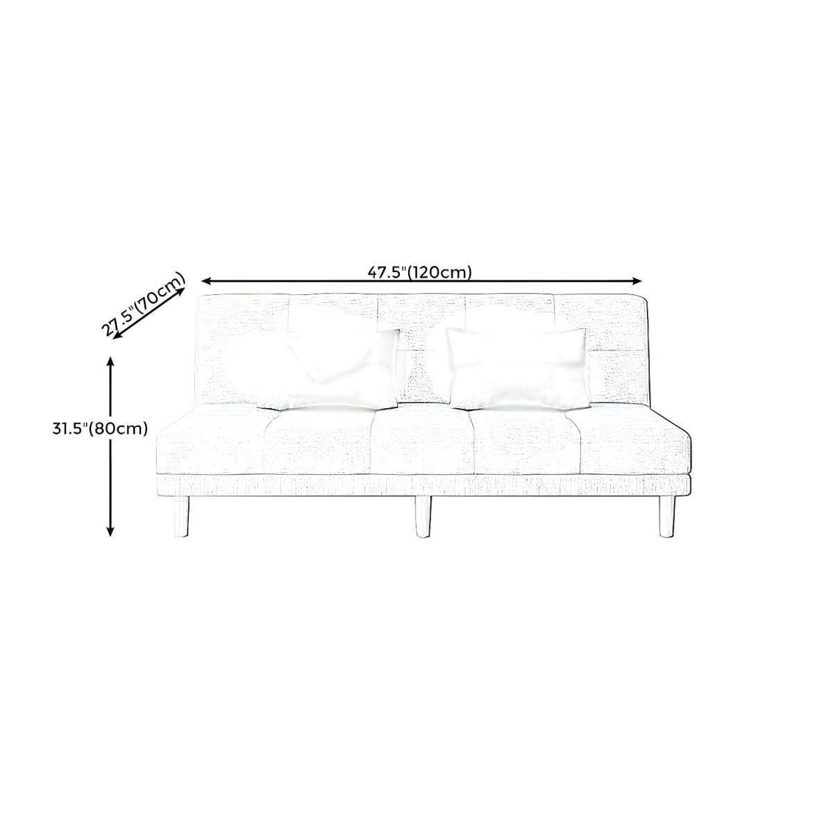 Modern Armless Settee 27.55" W Convertible Sleeper Sofa for Living Room