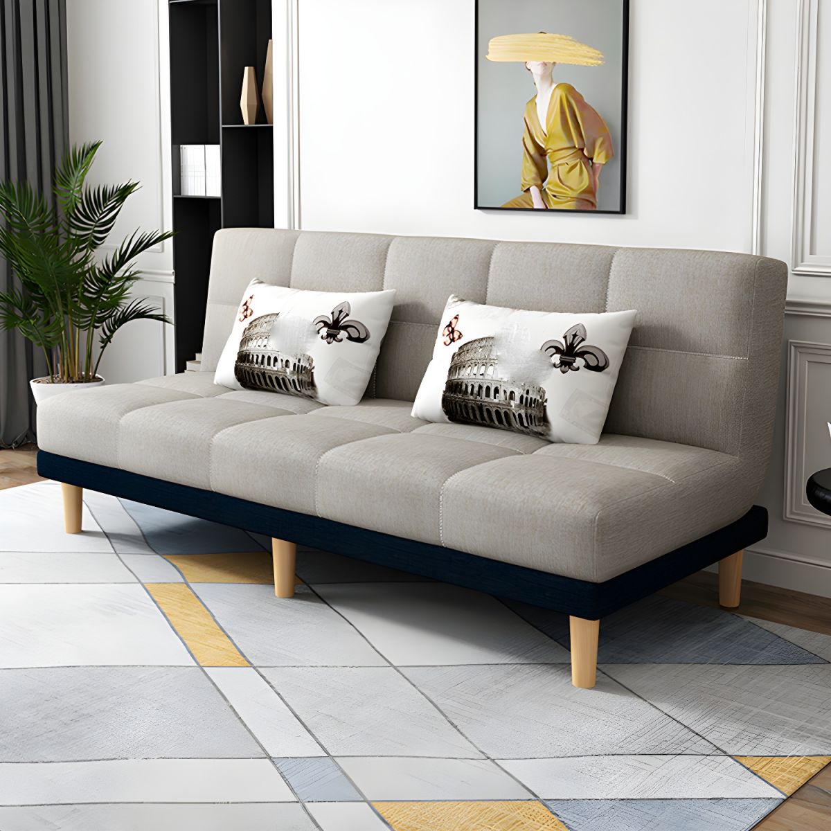 Contemporary Armless Standard Sofa Bed Dual Purpose Sofa for Living Room