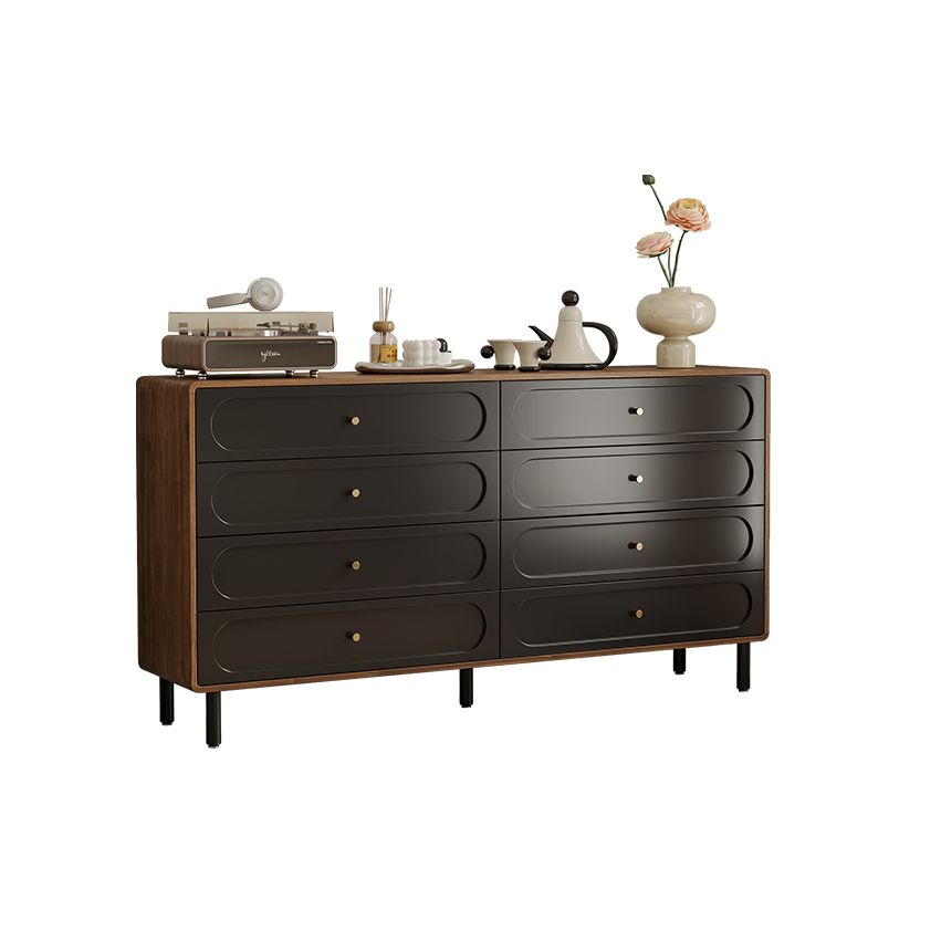 Casual Raw Wood Console Dresser with 8 Drawers in Horizontal Design