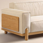 Contemporary Modern Solid Color Water Resistant Standard Sofa in Off-White, 2 People with 2 Pillows