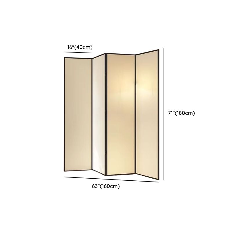 Minimalist Beige Screen Divider with Opaque Light Filtration, Fold-up Natural Wood Frame, and Independent Design