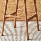 Casual Bar Stools in Midnight Black/Caramel/Natural Color with Cane Back Saddle Seat and Leg Rest