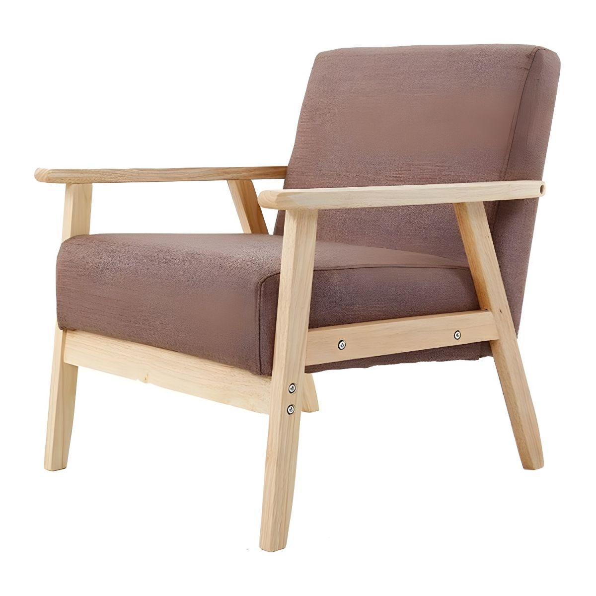 Modern Wood Frame Cotton and Linen Sofa with Foam Seat in Natural Wood Legs and Tight Back Design