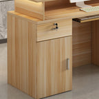 Reception Desk Rectangular with Cabinet Hutch Keyboard Tray Cable Management and Filing Cabinet, Manufactured Wood Top