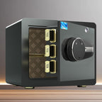 Steel Security Safe with Battery, Pry Resistant, Lockable with Keys, Interior Lining and Shelves