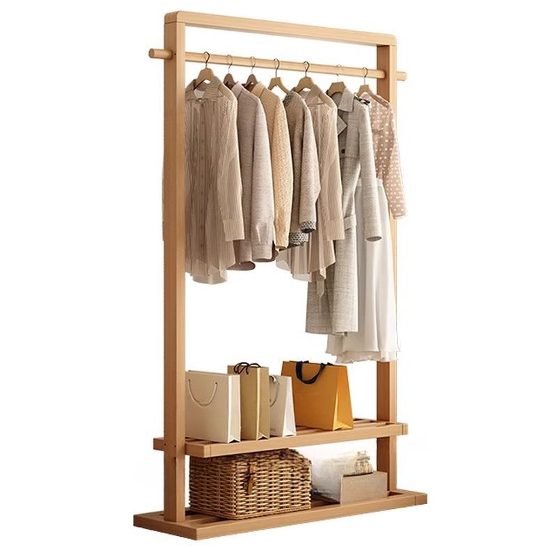 Black/White/Natural Hall Rack with Receptacle, 2 Shelves and 2 Hooks/5 Hooks in a Modern Simple Style