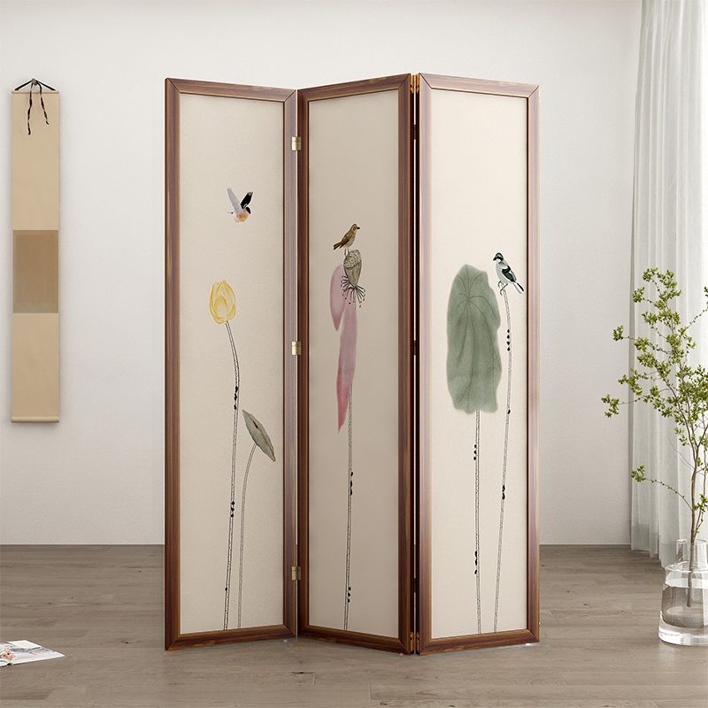 Cocoa Translucent Indoor Foldable Temporary Wall Divider with Gauze, 3/4 Panels, Standalone