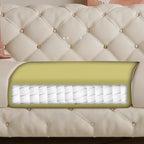 Drawing Room Standard Sofa in Midnight Black/Mocha/Coffee Pu Leather with Armrest and 4 Pillows