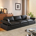 Modish Solid Color Scratch-durable Standard Sofa in Midnight Black, Seats 4/3/2-seater with 2 Pillows