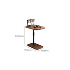 Contemporary C Shaped Engineered Wood Chairside Table, Black/Chalk/Brown Rectangle Top, Table Only