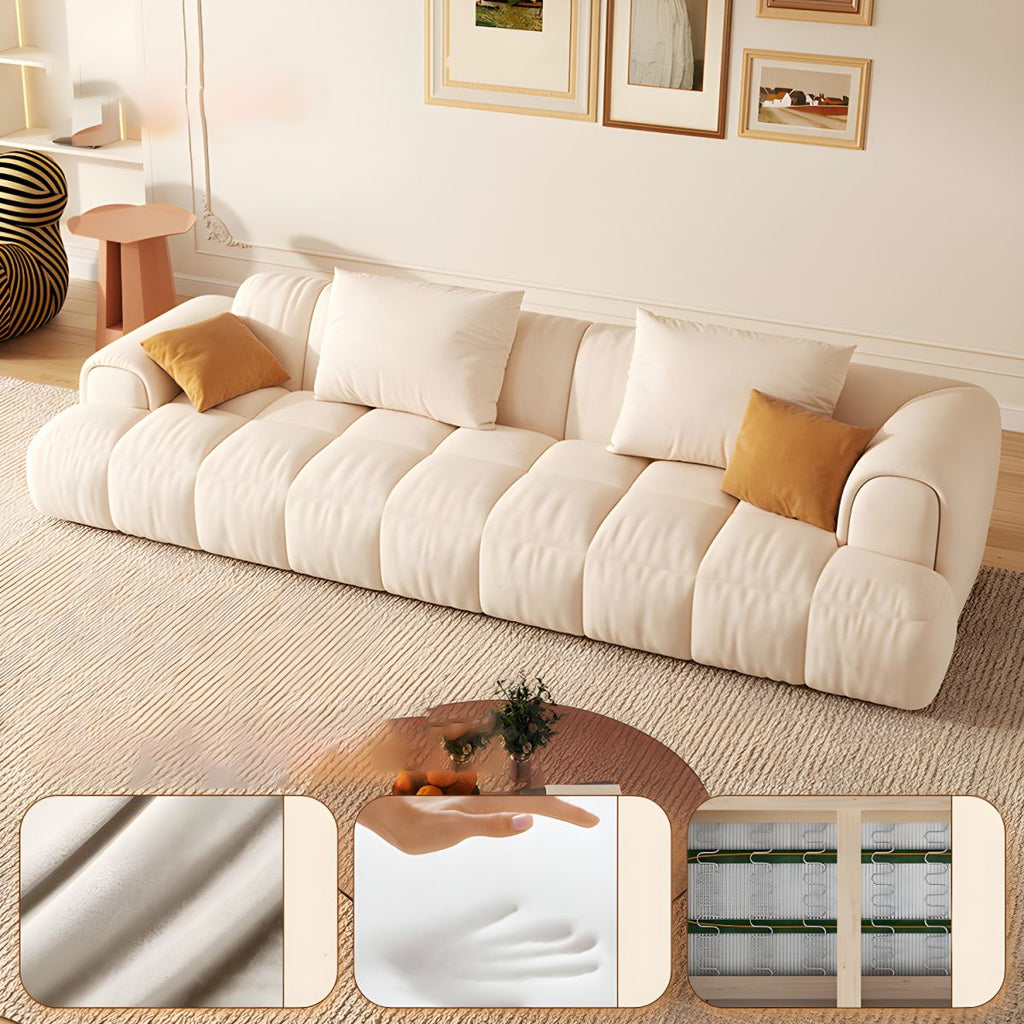 Scandinavian Recessed Arm Sofa 28.7" H Blocks Sofa with Pillows