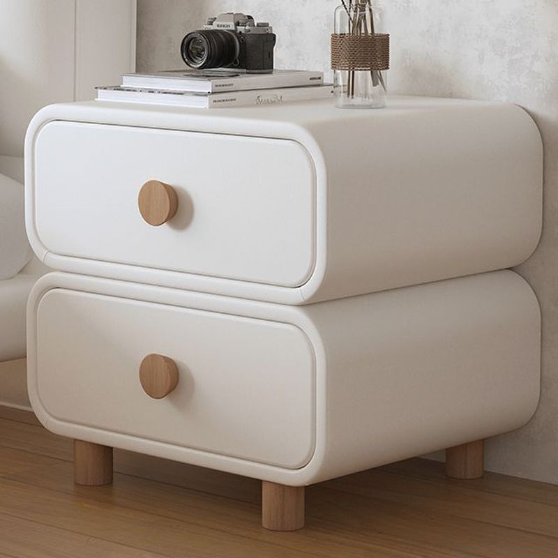 Art Deco Nightstand With Drawer Organization Featuring 2 Drawers and Pleather Countertop with Leg