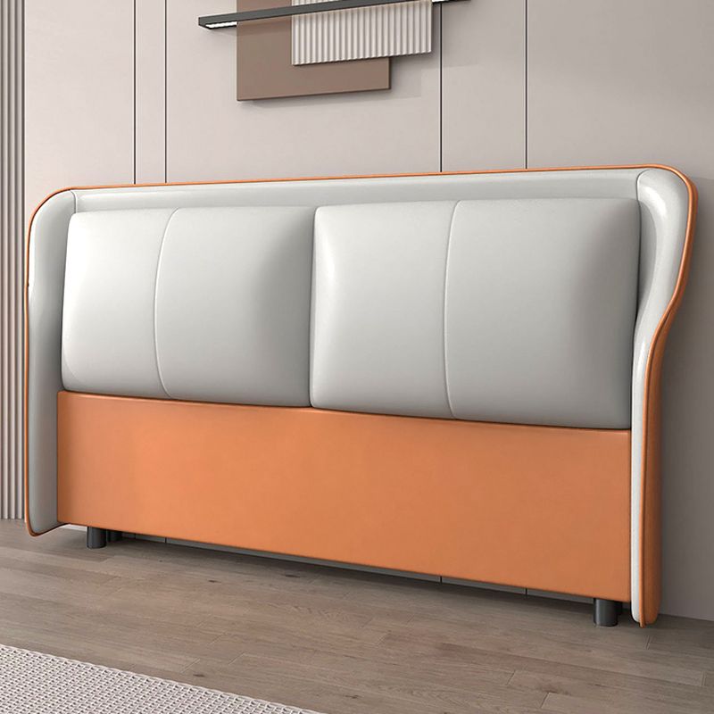 Trendy Wingback Headboard in Natural Wood with No Distressing, Rectangle Shape for Full/Queen Bed, Featuring Sponge Upholstery and Standard Height