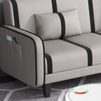 Striped Standard Sofa in Dark Gray/Cerulean/Off-White with Armrest