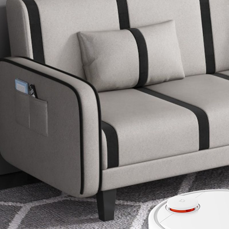 Striped Standard Sofa in Dark Gray/Cerulean/Off-White with Armrest