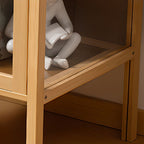 Vertical Bamboo Barrister Bookcase with 6-Shelf/5-Shelf/4 Shelves, Plexiglass Door and Closed Back