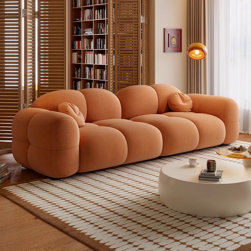 Versatile Grey/Blush/Amber Flannel Standard Sofa/Loveseat with Arm and Concealed Support