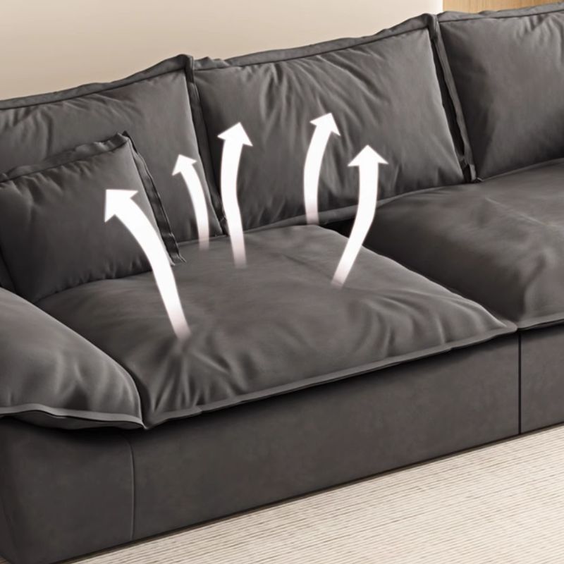 Contemporary Modern Solid Color Water Resistant Standard Sofa in Dark Gray with Seating Capacity of 4/3/2-seater and 2 Pillows
