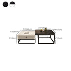 Nested Cart Coffee Table with Frame Base and Synthetic Leather Upholstery, Caster Wheels, Square Top